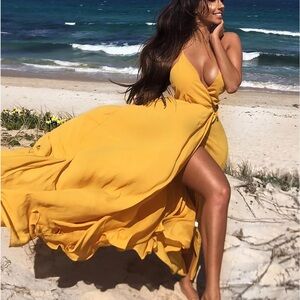 Fashion Nova Mustard Maxi Dress